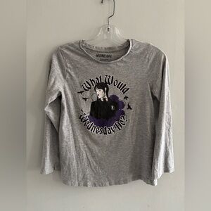Wednesday Addams Gray Long Sleeve Shirt with Graphic Print Size 14-16 Girl’s
